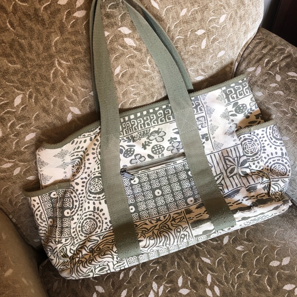 Life is Good! - Olive and Cream Large Tote